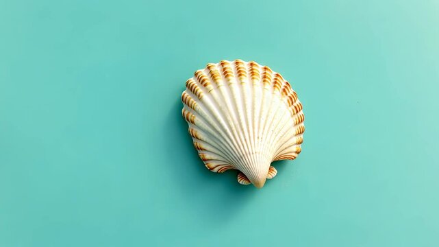 Elegant sea shell on a soft turquoise background
