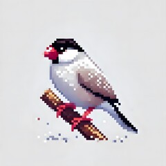 Fototapeta premium 새, 문조, 픽셀아트, jpeg (bird, Java sparrow, pixel art, jpeg)