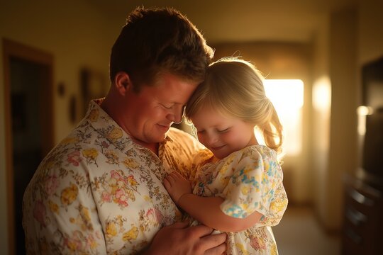 A happy child with parents embraces joyfully, celebrating love and connection on World Down Syndrome day, highlighting the importance of family support.