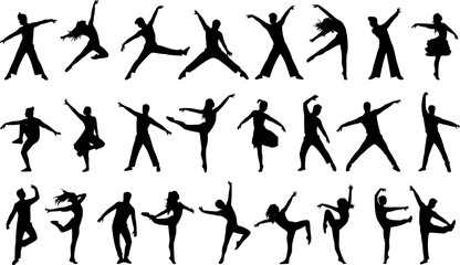 silhouettes of dancing people
