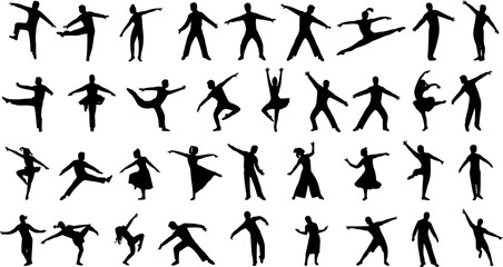 silhouettes of dancing people