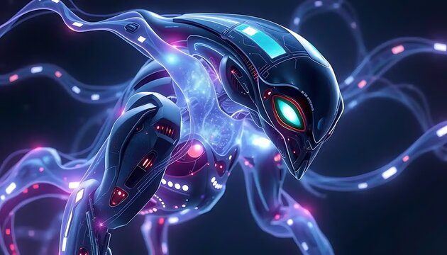 Futuristic Biomechanical Alien Robot Design Concept Art