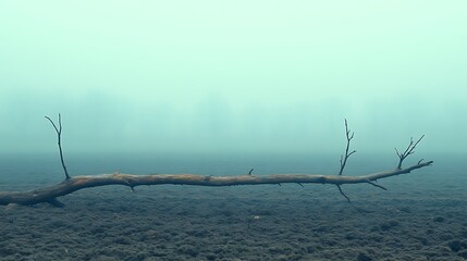 Fototapeta premium Submerged Log in Misty Aquatic Environment