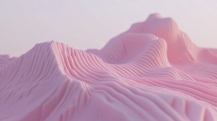 Fototapeta premium Pink abstract landscape, soft light, 3D render, background blur, website design