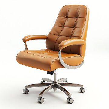 3d a brown office chair with wheels