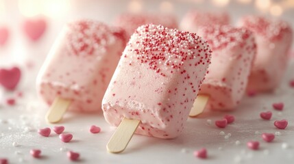 Ice cream bar with heart-shaped sprinkles, Valentine clip art, sweet and delightful. ,