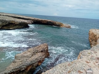 Shete Boka National Park, Curacao - November 2023: Cliffs and sea at Boka Pistol