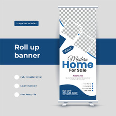 Real-estate rollup banner design, Creative rollup banner design, Modern rollup banner design and templet.