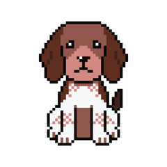 Obraz premium Pixel art dog vector illustration in retro style for design.