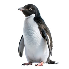 Obraz premium Adorable Adélie Penguin: Antarctic Wildlife on Pure White Background, Perfect for Nature Designs and