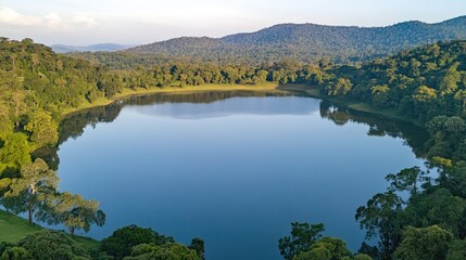 Serene Mountain Lake Surrounded By Lush Green Forest