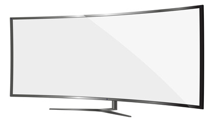 TV screen curved,4k Modern lcd Panel,Led,Plasma.Vector Blank Computer Pc Monitor Display mockup.Television Template  Wide flat screen,Graphic design element for Catalog,Web Site,Mock Up