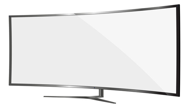 TV screen curved,4k Modern lcd Panel,Led,Plasma.Vector Blank Computer Pc Monitor Display mockup.Television Template  Wide flat screen,Graphic design element for Catalog,Web Site,Mock Up