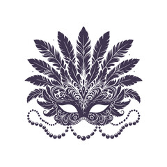 Mardi Gras Carnival Mask Silhouette Vector Design Illustration