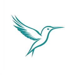 Fototapeta premium Hummingbird in flight, nature, white background, vector illustration, design element