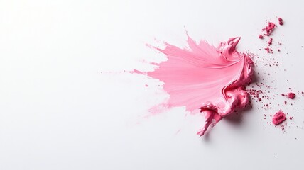 Swirl of pink paint spread artistically on white background