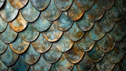 Teal and Gold Scale Pattern Background Texture