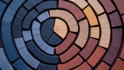 Fototapeta premium Colorful circular stone pattern creating mesmerizing visual