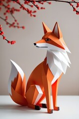 Obraz premium Papercut, Paperart fox