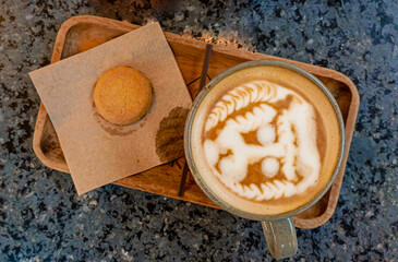 Close up to hot Latte Coffee