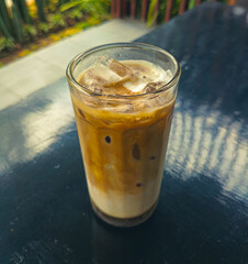 Close up to Iced Latte Coffee