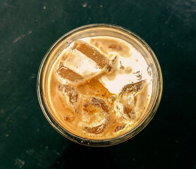 Close up to Iced Latte Coffee