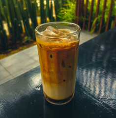Close up to Iced Latte Coffee