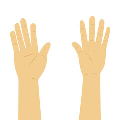 Hands raised up isolated on white background. Hand icon
