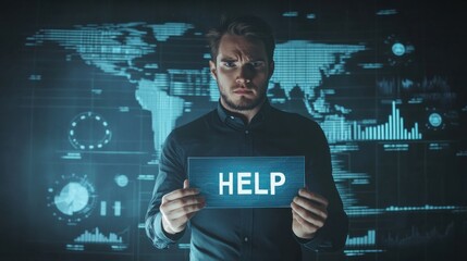 Businessman Seeking Help Amid Financial Crisis