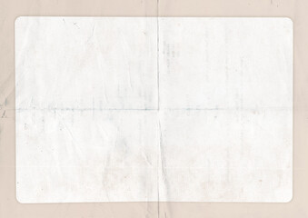 Vintage blank white textured paper sheet background with beige frame