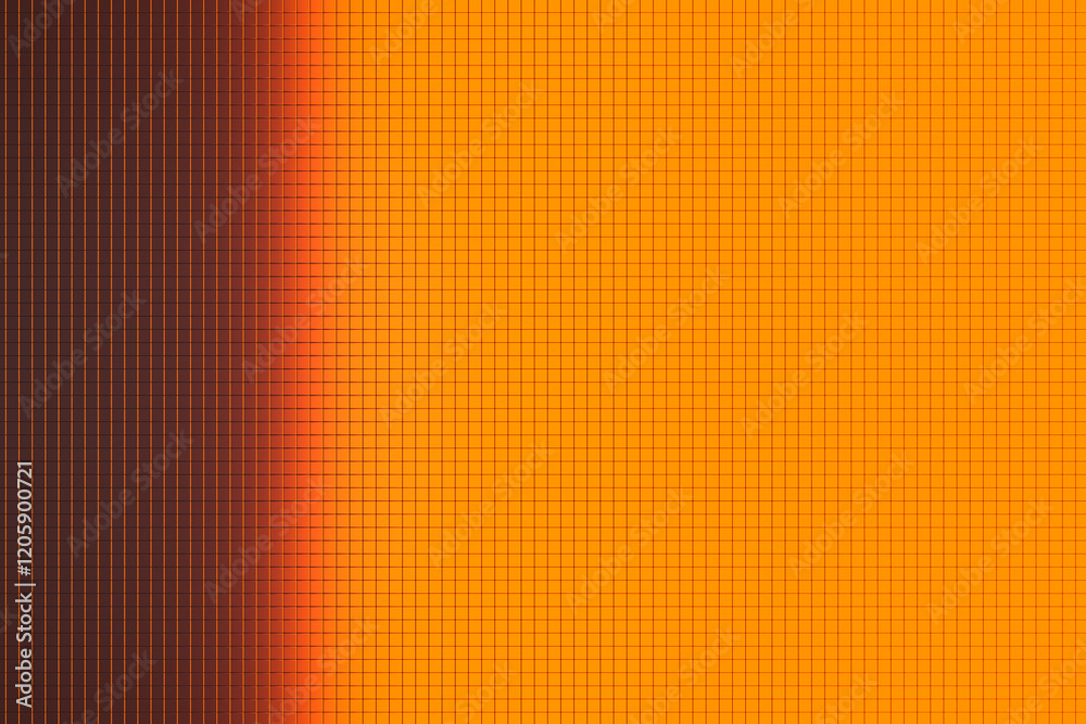 Wall mural abstract orange and brown gradient grid tiles background. 3d rendering