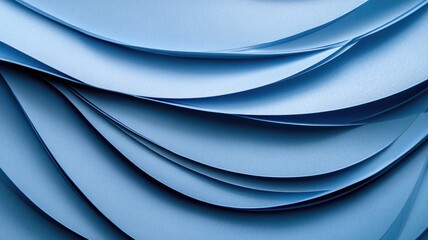 Fototapeta premium Abstract image of smooth, overlapping blue paper-like layers creating wave pattern