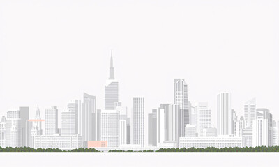 Naklejka premium A minimalist cityscape featuring clean geometric lines of skyscrapers and buildings
