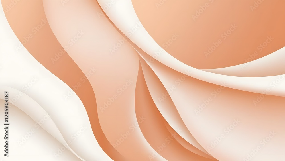 Poster abstract fluid forms soft peach cream smooth gradient background