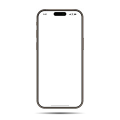 Realistic smartphone mockup. Mobile phone vector with isolated on white background. Device front view. 3D mobile phone with shadow. Realistic, high quality smart phone mockup for ui ux presentation.