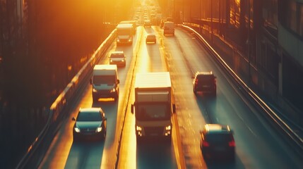 Tranquil Morning Drive on Wide Highway During Sunrise