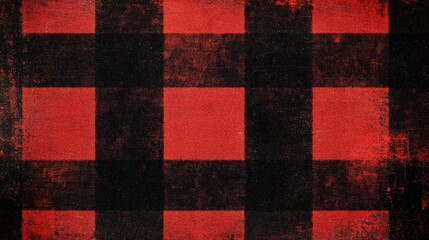 Fototapeta premium Red and black checkered textile background texture