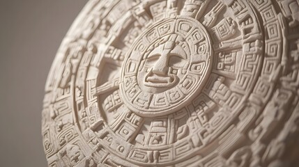 Naklejka premium Intricate Mayan Stone Carving Depicting a Celestial Calendar