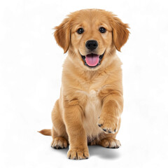 golden retriever puppy. 4k backgroundless cutout of an adorable golden retriever dog giving his paw