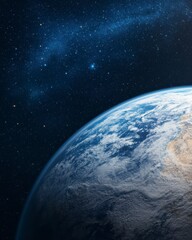 Fototapeta premium A stunning view of Earth from space, showcasing its curvature and details against a dark starry background.