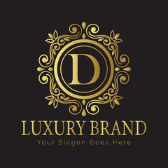 Luxury Ornate Letter Logo with Floral Frame and Dots

