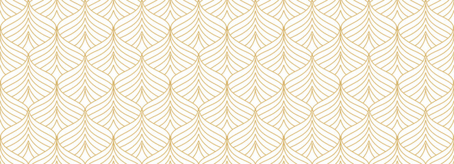 Modern geometric gold leaves vector seamless pattern. Abstract vector texture. Line gold luxury color vector. background