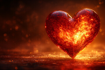 Fototapeta premium Digital heart design glow
