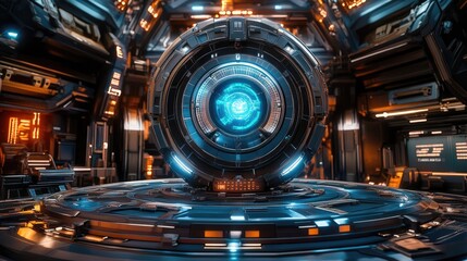 Futuristic Orb Technology Displayed in Advanced Spaceship Interior