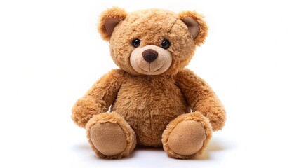 soft brown teddy bear isolated on white background
