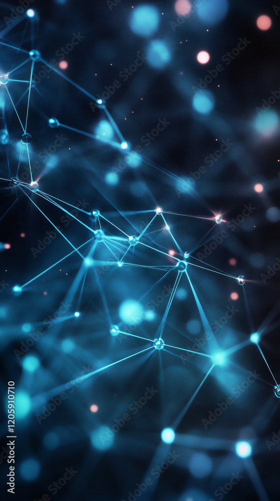 Leinwandbilder complex network forming connections with glowing nodes and lines, representing data flow, communicat