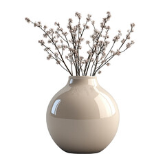 White ceramic vase isolated on transparent background.