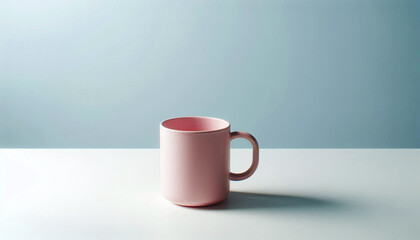 Obraz premium Simple Pink Coffee Cup Against a Blue Backdrop