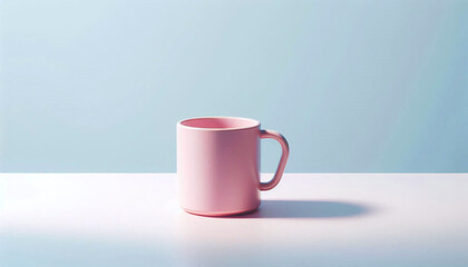 Obraz premium Simple Pink Coffee Cup Against a Blue Backdrop