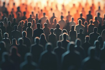 Obraz premium Crowd of people from paper. Cut out human silhouettes no face. back view. Business and society community of different men and women. illustration